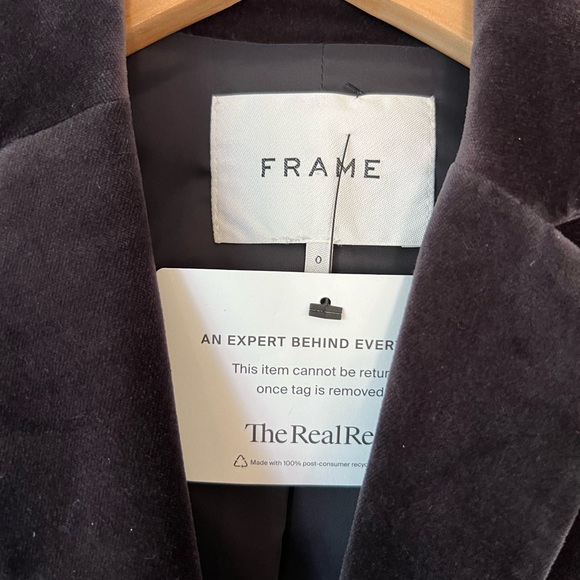 FRAME "The Classic" Velvet Blazer in Charcoal Gray - Picture 4 of 11